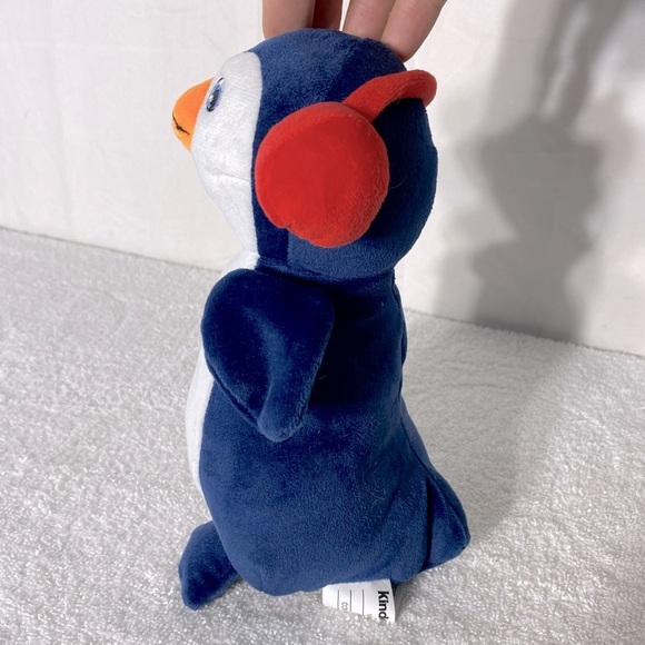 Kinder Surprise Blue White Penguin Plush W Red Earmuffs Stuffed Animal - Picture 2 of 11